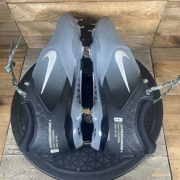 Nike Womens Sz 8.5 Hyperdiamond 4 Elite Low Black Gray Softball Cleats NEW - Picture 10 of 12